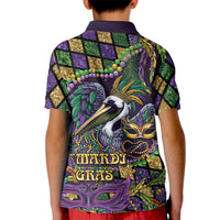 Mardi Gras Pelican Kid Polo Shirt Crowned Feathers Carnival Reign - Wonder Print Shop