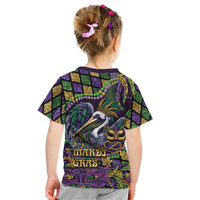 Mardi Gras Pelican Kid T Shirt Crowned Feathers Carnival Reign - Wonder Print Shop