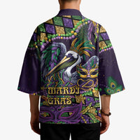 Mardi Gras Pelican Kimono Crowned Feathers Carnival Reign - Wonder Print Shop
