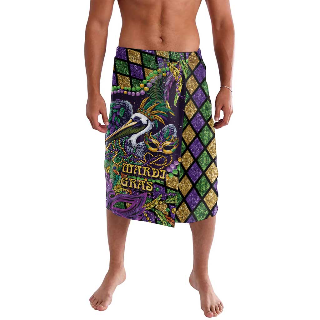 Mardi Gras Pelican Lavalava Crowned Feathers Carnival Reign - Wonder Print Shop
