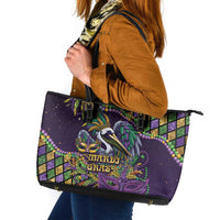 Mardi Gras Pelican Leather Tote Bag Crowned Feathers Carnival Reign - Wonder Print Shop