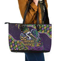 Mardi Gras Pelican Leather Tote Bag Crowned Feathers Carnival Reign - Wonder Print Shop