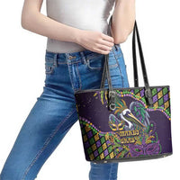 Mardi Gras Pelican Leather Tote Bag Crowned Feathers Carnival Reign - Wonder Print Shop