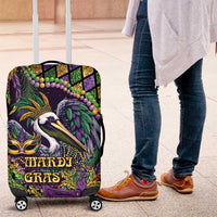 Mardi Gras Pelican Luggage Cover Crowned Feathers Carnival Reign - Wonder Print Shop