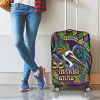 Mardi Gras Pelican Luggage Cover Crowned Feathers Carnival Reign - Wonder Print Shop
