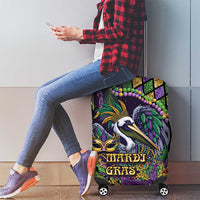 Mardi Gras Pelican Luggage Cover Crowned Feathers Carnival Reign - Wonder Print Shop