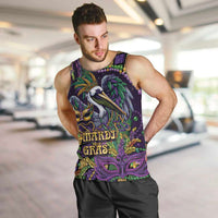 Mardi Gras Pelican Men Tank Top Crowned Feathers Carnival Reign - Wonder Print Shop
