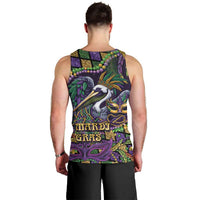 Mardi Gras Pelican Men Tank Top Crowned Feathers Carnival Reign - Wonder Print Shop