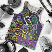 Mardi Gras Pelican Men Tank Top Crowned Feathers Carnival Reign - Wonder Print Shop