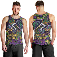 Mardi Gras Pelican Men Tank Top Crowned Feathers Carnival Reign - Wonder Print Shop
