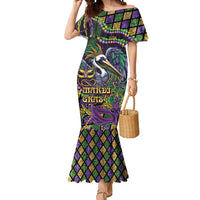 Mardi Gras Pelican Mermaid Dress Crowned Feathers Carnival Reign - Wonder Print Shop