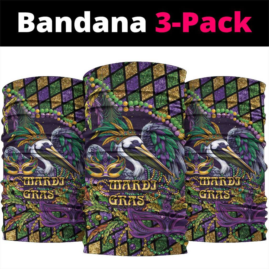 Mardi Gras Pelican Neck Gaiter Crowned Feathers Carnival Reign - Wonder Print Shop