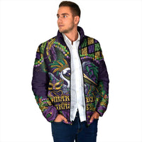 Mardi Gras Pelican Padded Jacket Crowned Feathers Carnival Reign - Wonder Print Shop