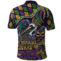 Mardi Gras Pelican Polo Shirt Crowned Feathers Carnival Reign - Wonder Print Shop
