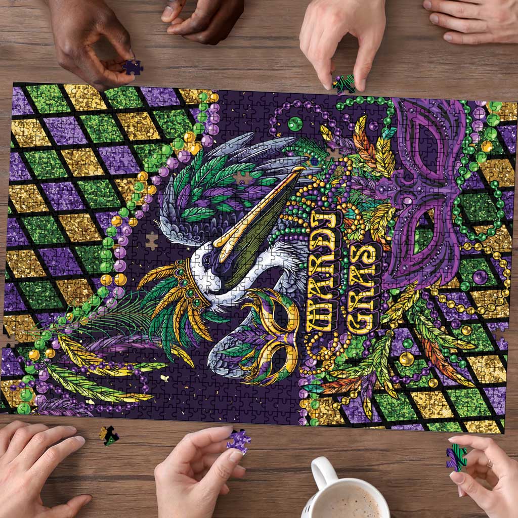 Mardi Gras Pelican Puzzle Crowned Feathers Carnival Reign - Wonder Print Shop