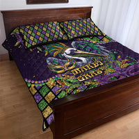 Mardi Gras Pelican Quilt Bed Set Crowned Feathers Carnival Reign - Wonder Print Shop