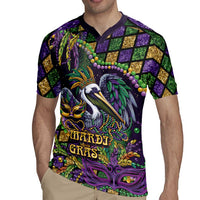 Mardi Gras Pelican Rugby Jersey Crowned Feathers Carnival Reign - Wonder Print Shop