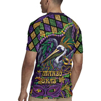 Mardi Gras Pelican Rugby Jersey Crowned Feathers Carnival Reign - Wonder Print Shop