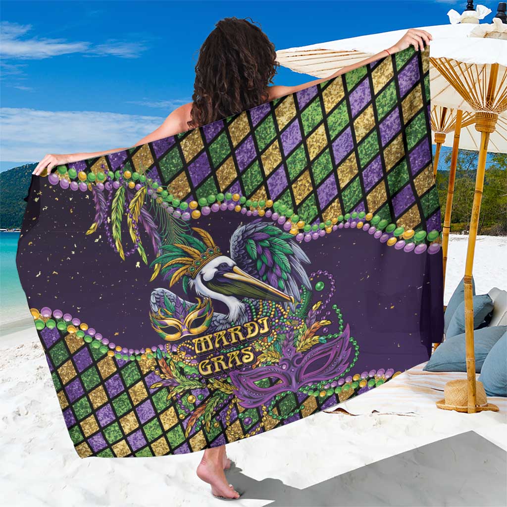 Mardi Gras Pelican Sarong Crowned Feathers Carnival Reign - Wonder Print Shop