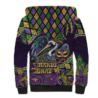 Mardi Gras Pelican Sherpa Hoodie Crowned Feathers Carnival Reign - Wonder Print Shop
