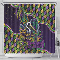 Mardi Gras Pelican Shower Curtain Crowned Feathers Carnival Reign - Wonder Print Shop