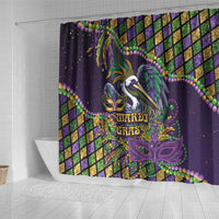 Mardi Gras Pelican Shower Curtain Crowned Feathers Carnival Reign - Wonder Print Shop