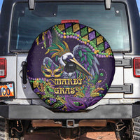 Mardi Gras Pelican Spare Tire Cover Crowned Feathers Carnival Reign - Wonder Print Shop