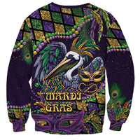 Mardi Gras Pelican Sweatshirt Crowned Feathers Carnival Reign - Wonder Print Shop