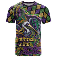 Mardi Gras Pelican T Shirt Crowned Feathers Carnival Reign - Wonder Print Shop
