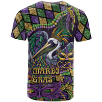 Mardi Gras Pelican T Shirt Crowned Feathers Carnival Reign - Wonder Print Shop
