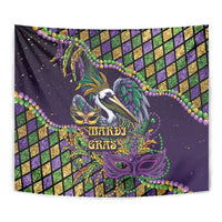 Mardi Gras Pelican Tapestry Crowned Feathers Carnival Reign - Wonder Print Shop