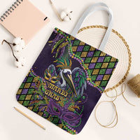 Mardi Gras Pelican Tote Bag Crowned Feathers Carnival Reign - Wonder Print Shop