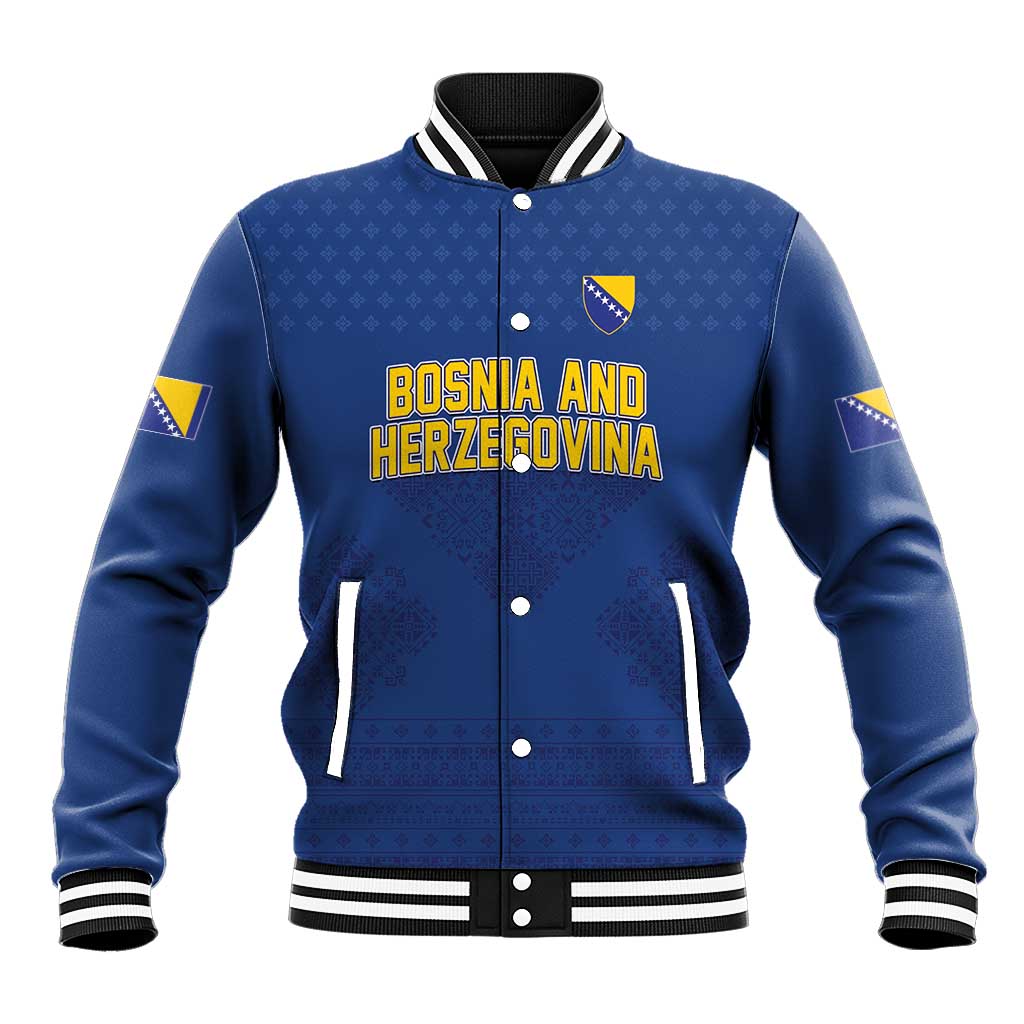 Custom Bosnia and Herzegovina Football 2026 Baseball Jacket Zmijanje Embroidery Pride