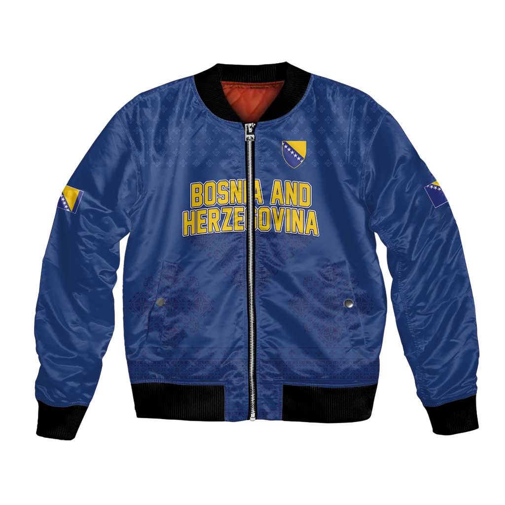 Custom Bosnia and Herzegovina Football 2026 Bomber Jacket Zmijanje Embroidery Pride