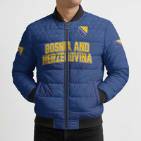 Custom Bosnia and Herzegovina Football 2026 Bomber Puffer Jacket Zmijanje Embroidery Pride