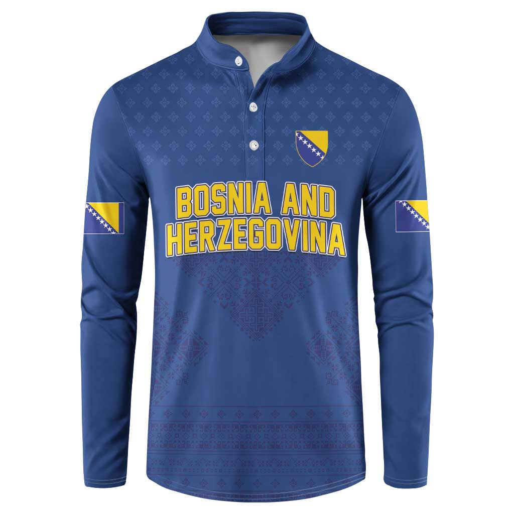 Custom Bosnia and Herzegovina Football 2026 Button Sweatshirt Zmijanje Embroidery Pride