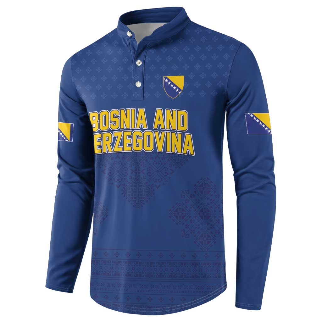 Custom Bosnia and Herzegovina Football 2026 Button Sweatshirt Zmijanje Embroidery Pride