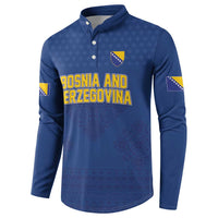 Custom Bosnia and Herzegovina Football 2026 Button Sweatshirt Zmijanje Embroidery Pride