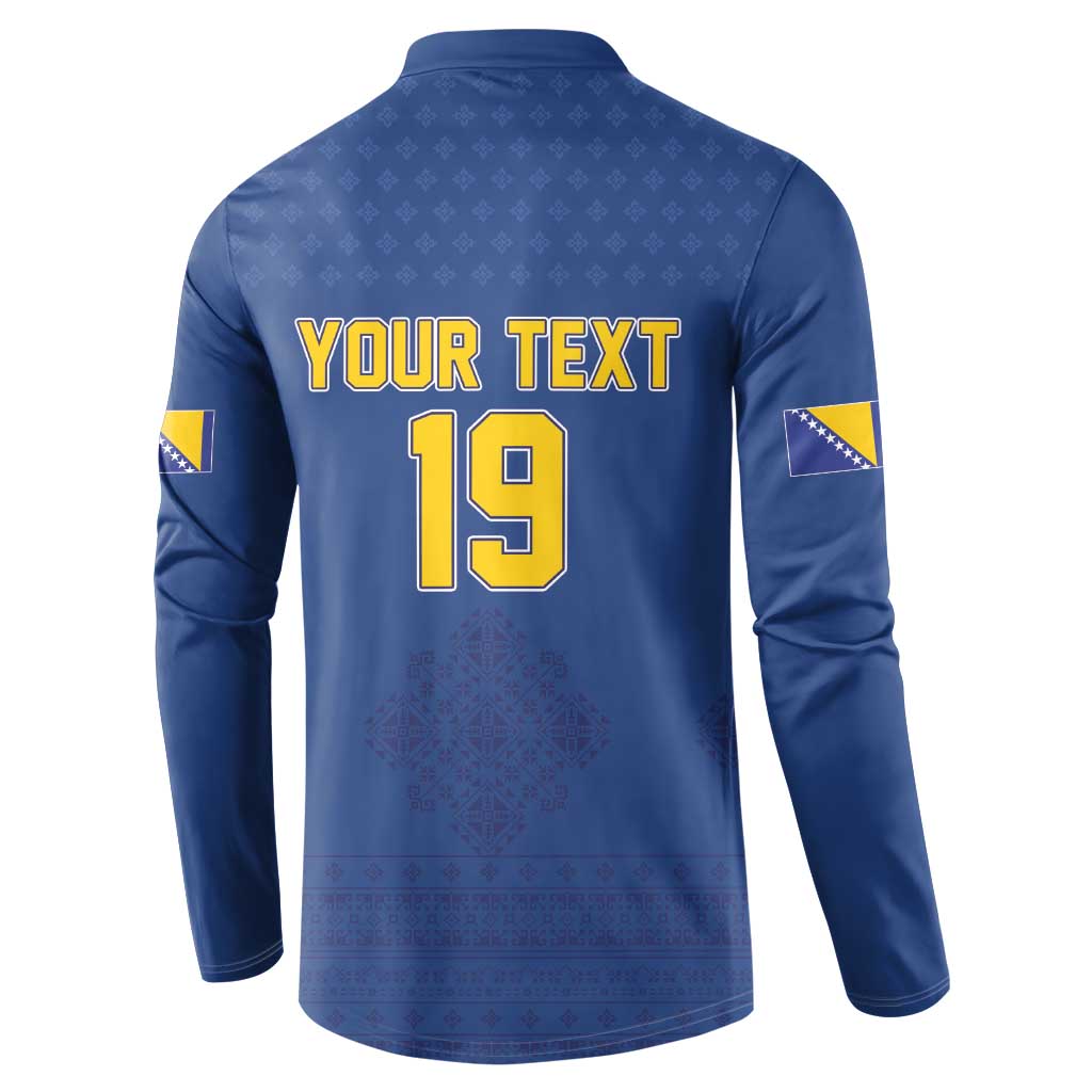 Custom Bosnia and Herzegovina Football 2026 Button Sweatshirt Zmijanje Embroidery Pride