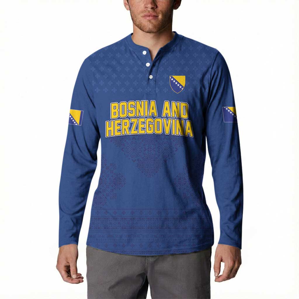 Custom Bosnia and Herzegovina Football 2026 Button Sweatshirt Zmijanje Embroidery Pride