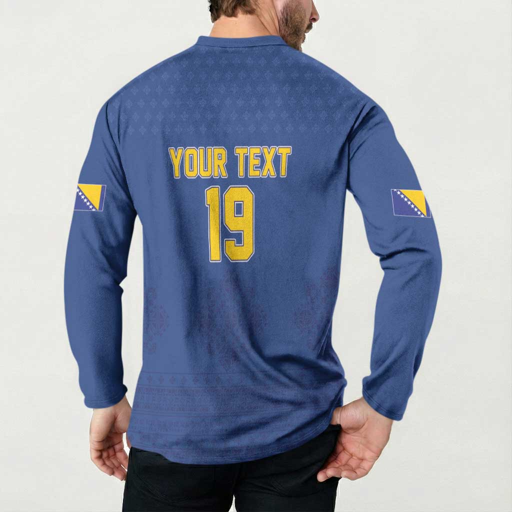 Custom Bosnia and Herzegovina Football 2026 Button Sweatshirt Zmijanje Embroidery Pride