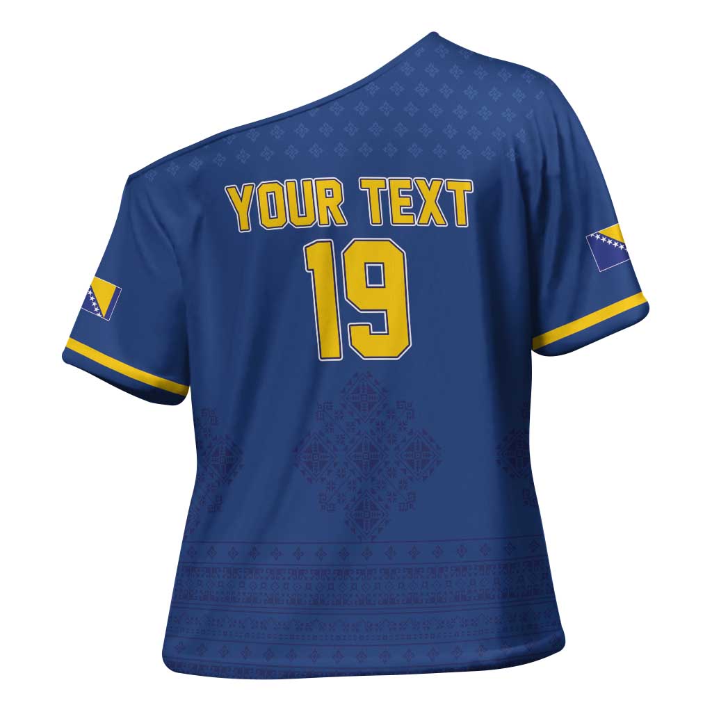 Custom Bosnia and Herzegovina Football 2026 Cross Shoulder Shirt Zmijanje Embroidery Pride