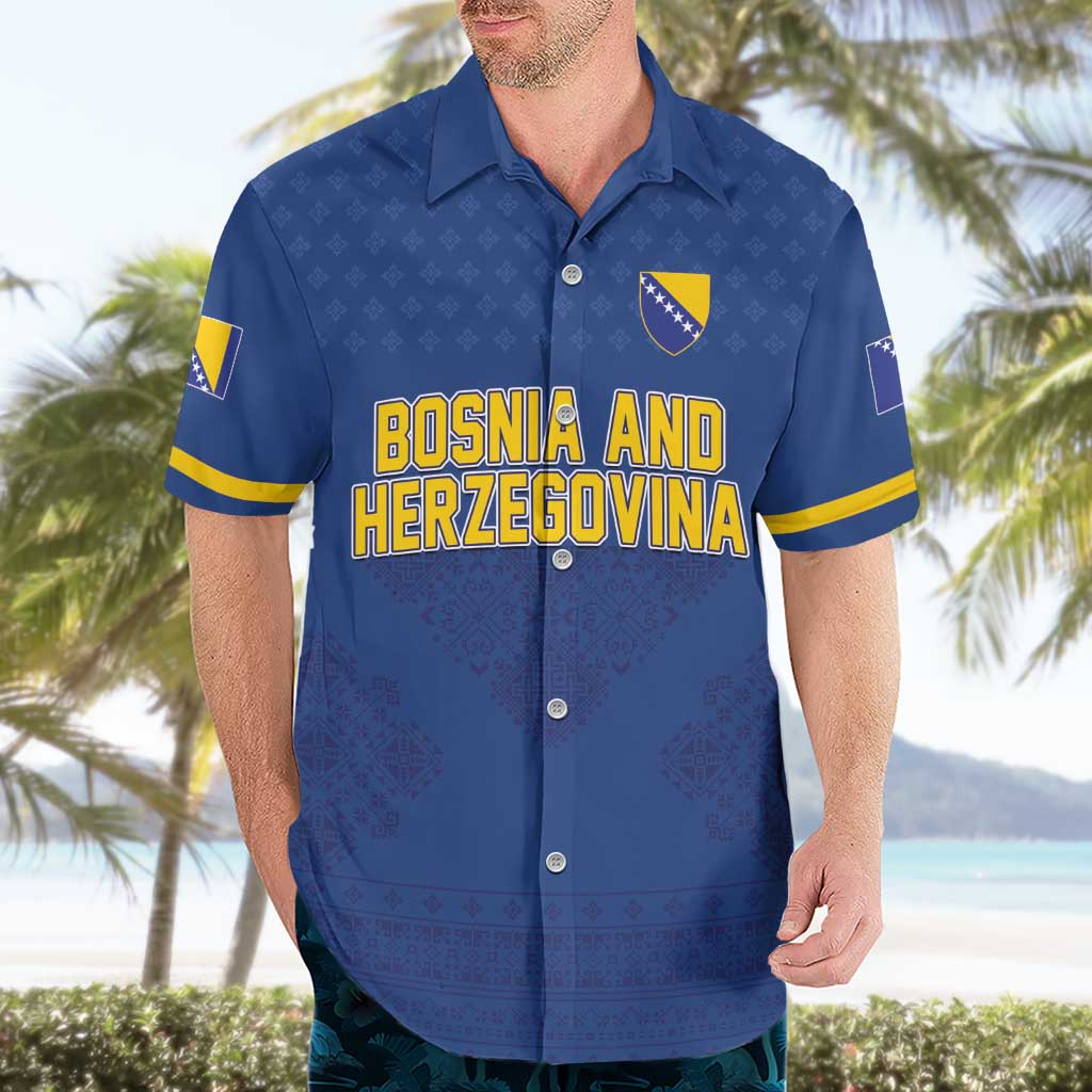 Custom Bosnia and Herzegovina Football 2026 Hawaiian Shirt Zmijanje Embroidery Pride