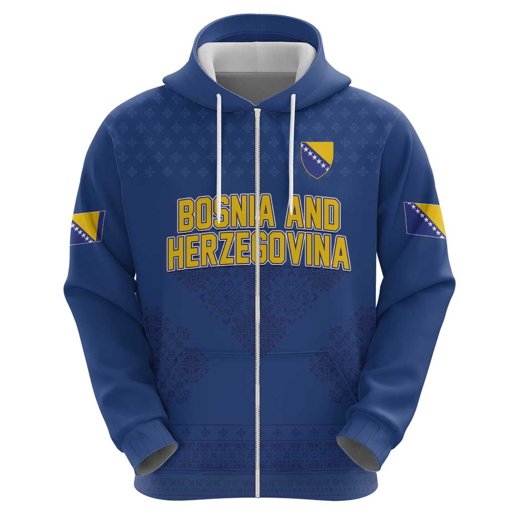 Custom Bosnia and Herzegovina Football 2026 Hoodie Zmijanje Embroidery Pride