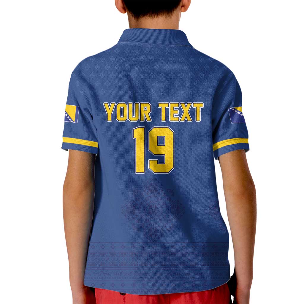 Custom Bosnia and Herzegovina Football 2026 Kid Polo Shirt Zmijanje Embroidery Pride