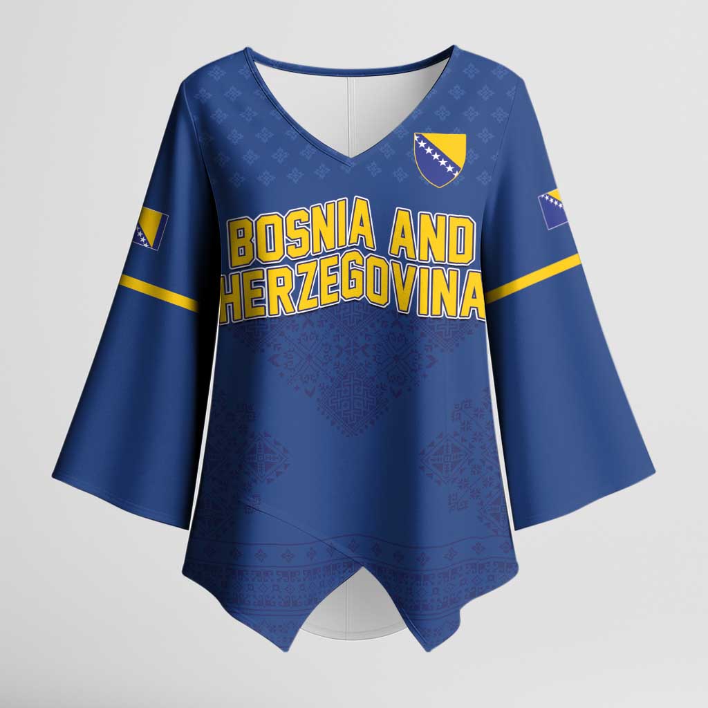 Custom Bosnia and Herzegovina Football 2026 Kimono Sleeve Blouse Zmijanje Embroidery Pride
