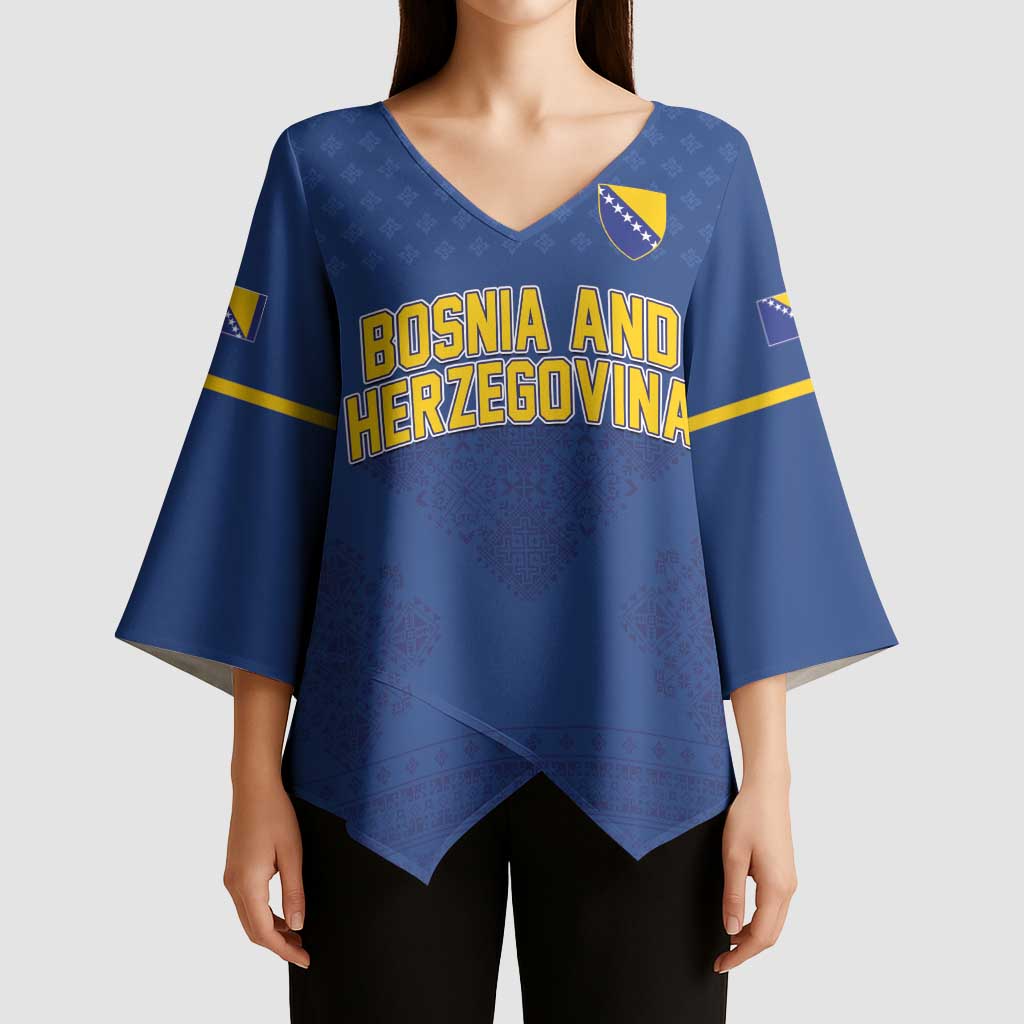 Custom Bosnia and Herzegovina Football 2026 Kimono Sleeve Blouse Zmijanje Embroidery Pride