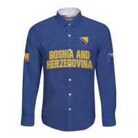 Custom Bosnia and Herzegovina Football 2026 Long Sleeve Button Shirt Zmijanje Embroidery Pride