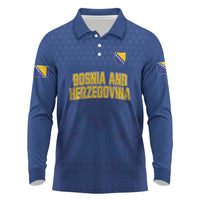 Custom Bosnia and Herzegovina Football 2026 Long Sleeve Polo Shirt Zmijanje Embroidery Pride