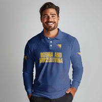 Custom Bosnia and Herzegovina Football 2026 Long Sleeve Polo Shirt Zmijanje Embroidery Pride